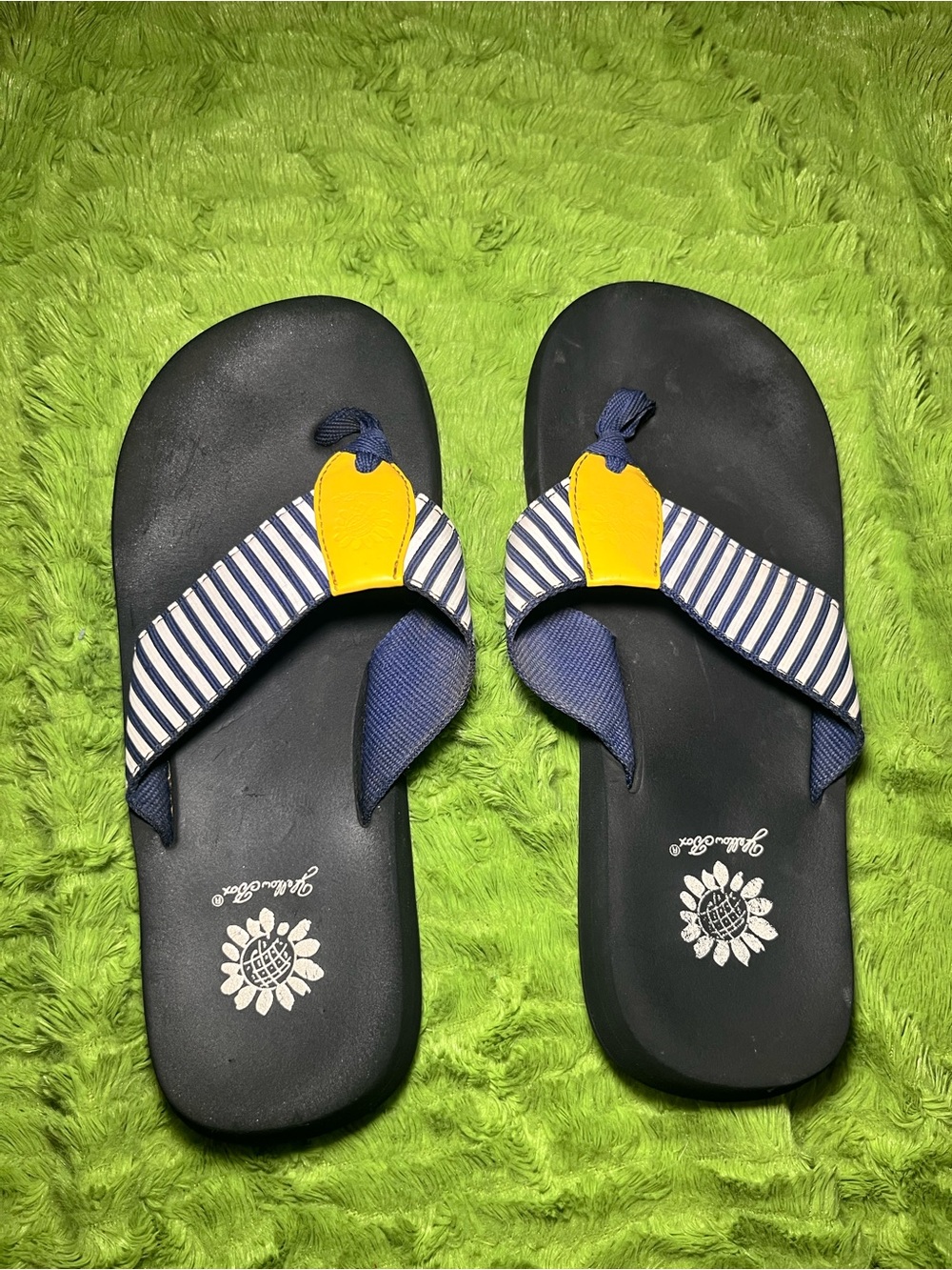 Yellowbox Navy Striped Flip Flops